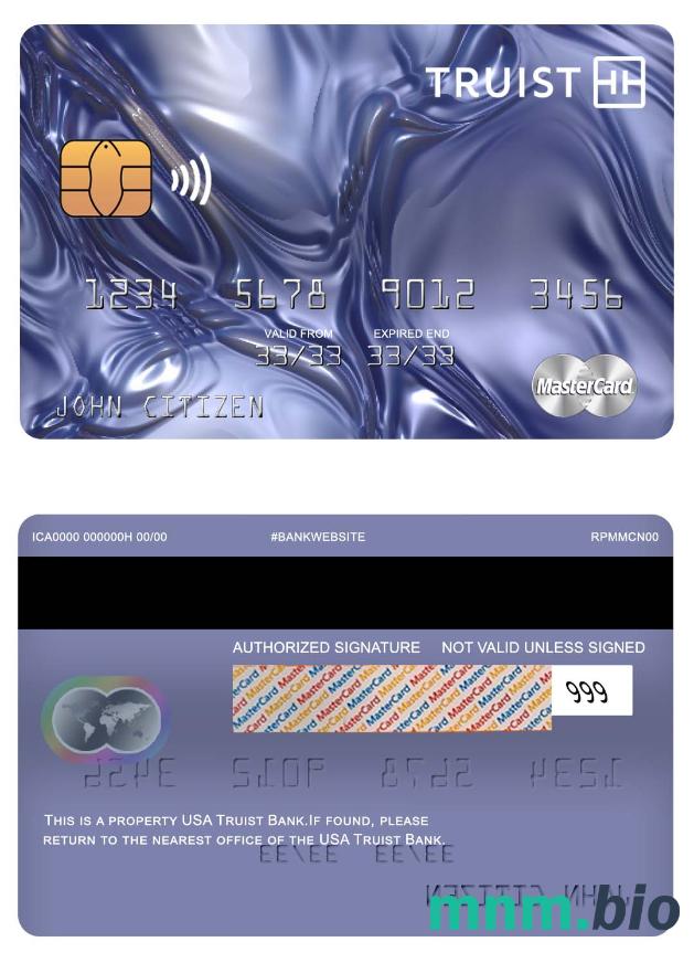 USA Truist Bank przykład karty mastercard w formacie PSD